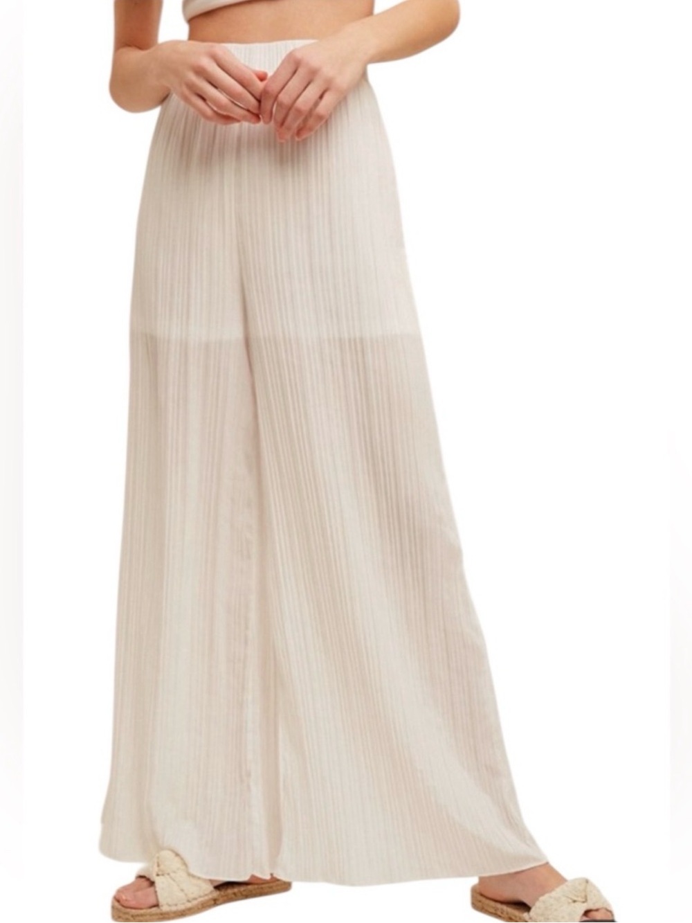 K190 Hem & Thread Wide-Leg Pleated White, Royal Blue, Olive Green Lined Pants